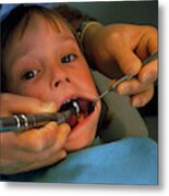 Child At Dentist's Having Tooth Drilled Metal Print