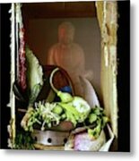 Chinese Statue With Cooking Items Metal Print