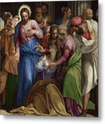 Christ Addressing A Kneeling Woman Metal Print