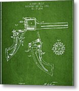 Christ Revolver Patent Drawing From 1866 - Green Metal Print