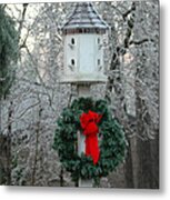 Christmas Bird House Metal Print