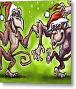 Christmas Monkeys Metal Print