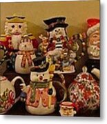 Christmas Teapots Metal Print