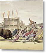 Chulos Playing The Bull, 1865 Metal Print