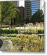 City Gardens And The St Louis Arch Metal Print