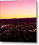 City Lit Up At Dusk, Silicon Valley Metal Print