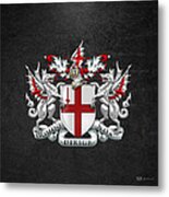 City Of London - Coat Of Arms Over Black Leather Metal Print