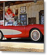 Classic Corvette On Route 66 Metal Print