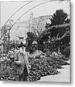 Claude Monet In His Garden At Giverny Metal Print