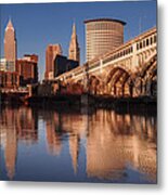 Cleveland From The River Golden Hour Metal Print