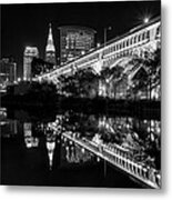Cleveland In Black And White Metal Print
