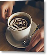 Close Up Of Decorative Coffee Drink Metal Print