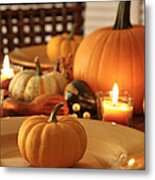 Closeup Of  Autumn Place Setting For Thanksgiving Metal Print