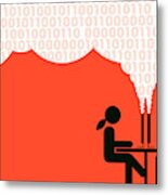 Cloud Computing Data Connecting Man Metal Print