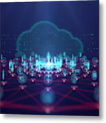 Cloud Computing Technology And Internet Of Things Concept,big Data And Connection Technology Metal Print