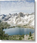 Clouds Over Sawtooth Mountains And Twin Metal Print
