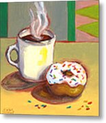 Coffee And Donut Metal Print