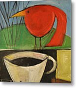 Coffee With Red Bird Ii Metal Print