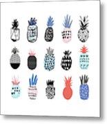 Collection Of Cute Pineapples With Metal Print