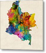 Colombia Watercolor Map Metal Print