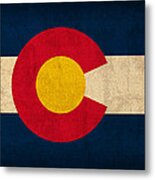 Colorado State Flag Art On Worn Canvas Metal Print