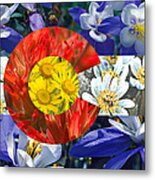 Colorado State Flag With Wildflower Textures Metal Print
