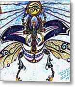 Colored Cultural Zoo B Sacred Scarab Metal Print