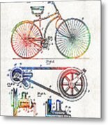 Colorful Bike Art - Vintage Patent - By Sharon Cummings Metal Print