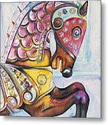 Colorful Carousel Horse Metal Print