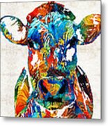 Colorful Cow Art - Mootown - By Sharon Cummings Metal Print