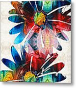 Colorful Daisy Art - Hip Daisies - By Sharon Cummings Metal Print