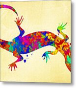 Gecko Watercolor Art Metal Print