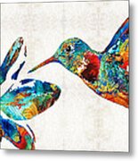 Colorful Hummingbird Art By Sharon Cummings Metal Print