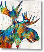 Colorful Moose Art - Confetti - By Sharon Cummings Metal Print