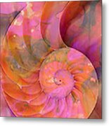 Colorful Pink And Orange Nautilus Shell By Sharon Cummings Metal Print
