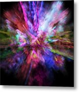 Colorful Powder Explosion In All Directions In A Nice Composition With Vivid Colors And Black Background. Metal Print