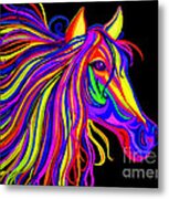 Colorful Rainbow Horse Head Metal Print
