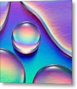 Colorful Waterdrops Macrophotography Metal Print