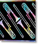 Colorwashed Trombones Metal Print