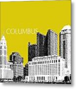 Columbus Skyline - Mustard Metal Print