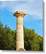 Column At The Temple Of Hera Olympia Greece Metal Print