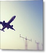 Commercial Airliner Landing Metal Print