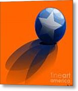 Blue Ball Decorated With Star Orange Background Metal Print