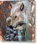 Copper Arctic Wolf Metal Print