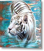 Copper White Tiger Metal Print