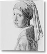 Copy After Vermeer Head Of A Girl Metal Print