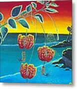 Coral Hibiscus Metal Print