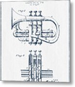 Cornet Patent Drawing From 1901 - Blue Ink Metal Print