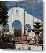 Courtyard At The Mission Metal Print