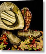 Cow Boots And Hat Metal Print